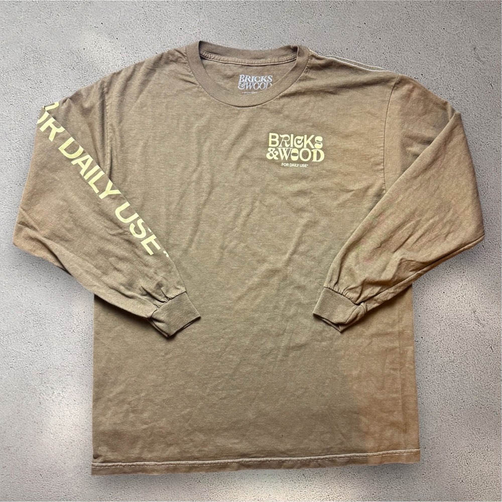 Bricks & Wood For Daily Use Long Sleeve Graphic T-Shirt Brown XL Streetwear